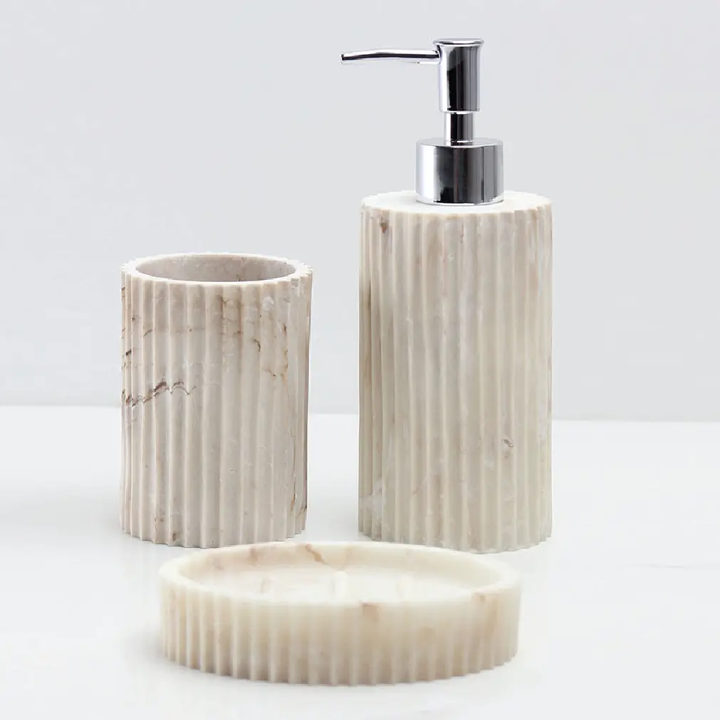 Premium White Resin Bathroom Accessory Set – 3 Piece